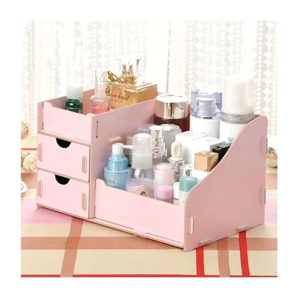 Alhajero rectangular de madera montable con 4 compartimentos y dos cajones mixiuer / lu8505