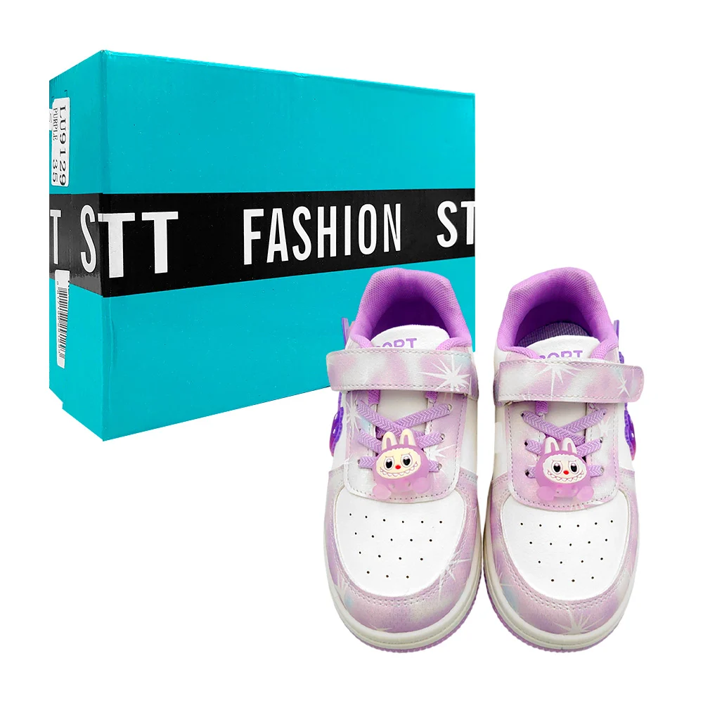 Par de tenis infantiles fashion stt con figuras decorativas de labubus, variedad de tallas / lu9129
