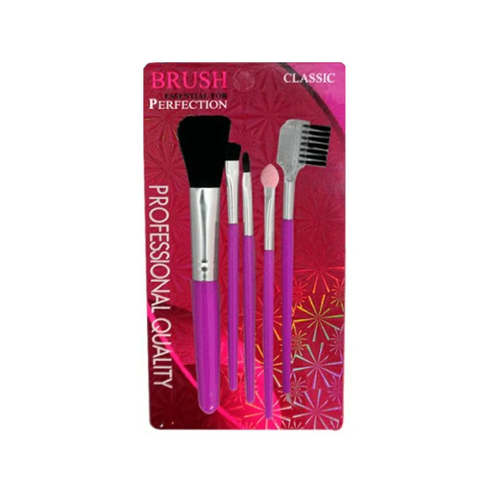 Juego de 5 brochas semiprofesinales para maquillaje, variedad de colores / lv016