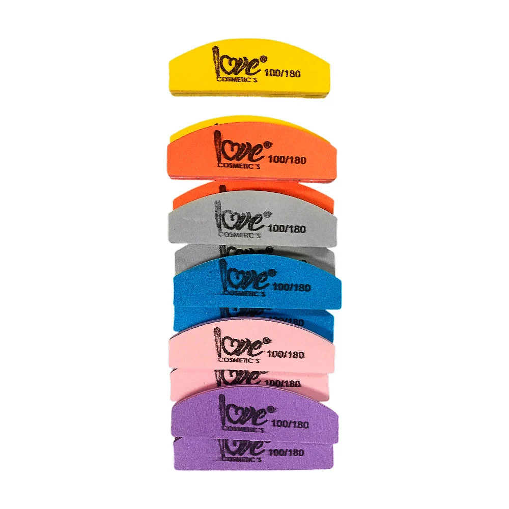 Paquete de 12 limas pequeñas para las uñas 9cm love cosmetic´s 100/ 180, variedad de colores / lv101