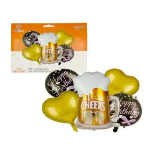Paquete de 5 globos metálicos con diseño de cerveza - happy birthday …