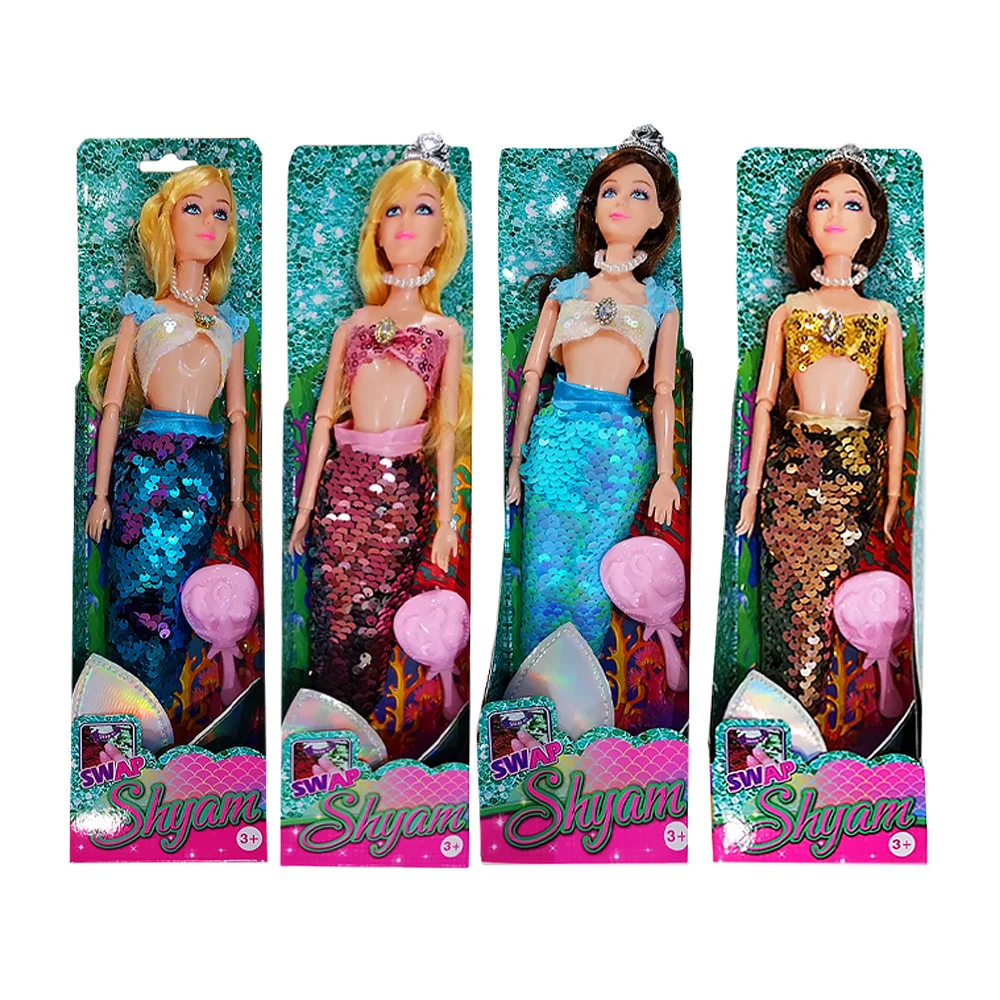 Muñeca de sirena shyam 2en1 con cola de lentejuelas, variedad de colores / ly546