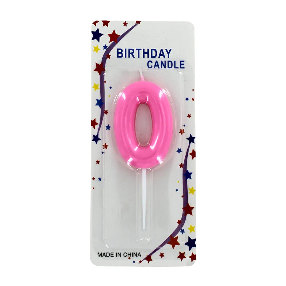 1pza Vela de cera en forma de número color rosa, variedad de números / lz-248a / party candle