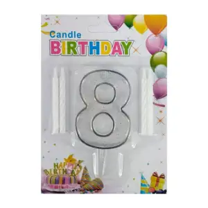 1pza Vela en forma de número transparente con diamantina + 4 velas de…