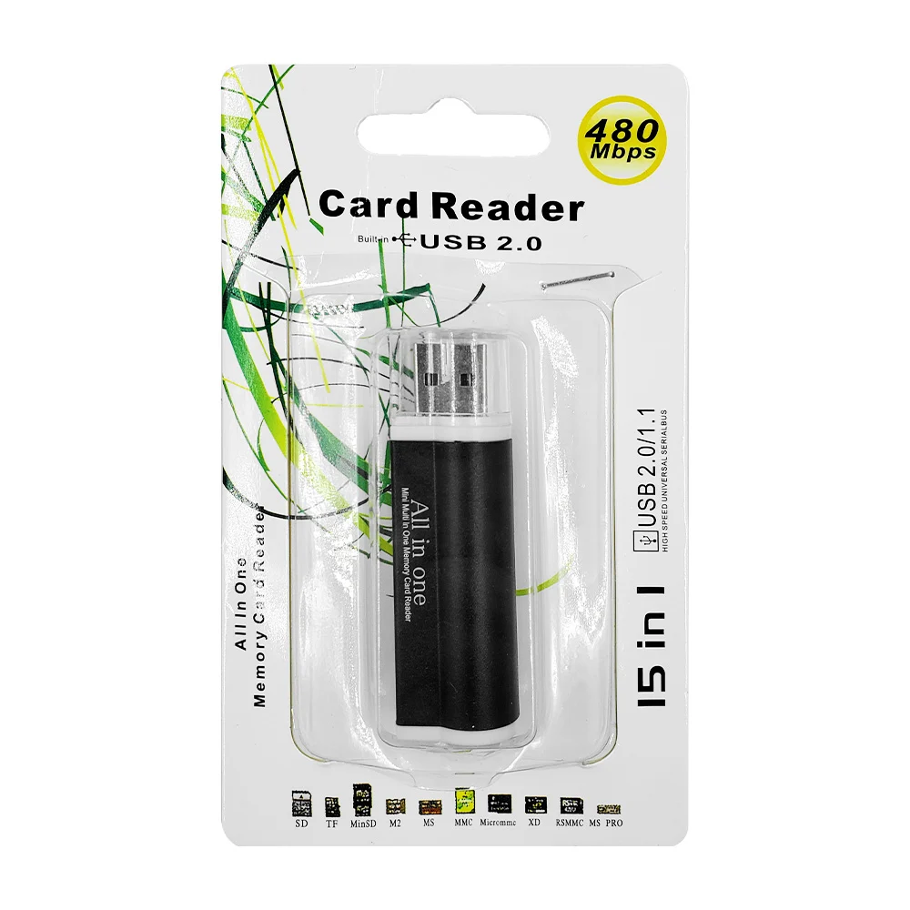 Adaptador lector de tarjetas sd 15 en 1 con puerto usb 2.0 y 480mbps, variedad de colores / card reader / lector-15in1