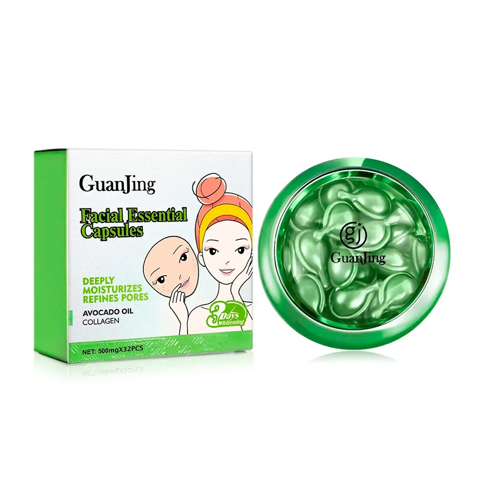Paquete con 32 capsulas de suero facial con extracto de aguacate para refinar los poros / facial essential capsules / live027-2g