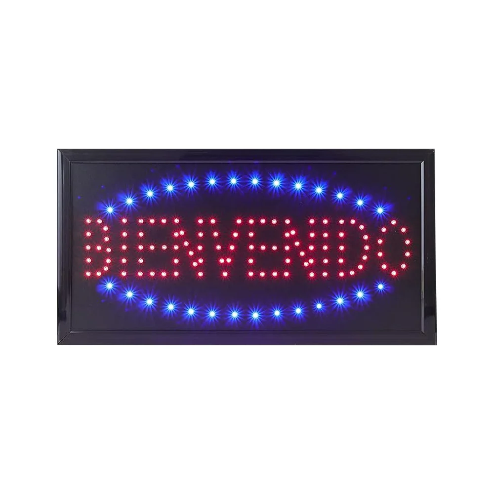 Letrero luminoso con 20 leds + frase de bienvenido, 48x25cm / lu8668