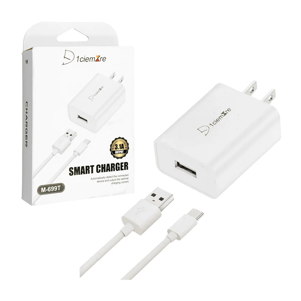 Combo cargador d1ciemzre con entrada usb-c para carga rápida, color blanco / m-699t / smart charger / 010988