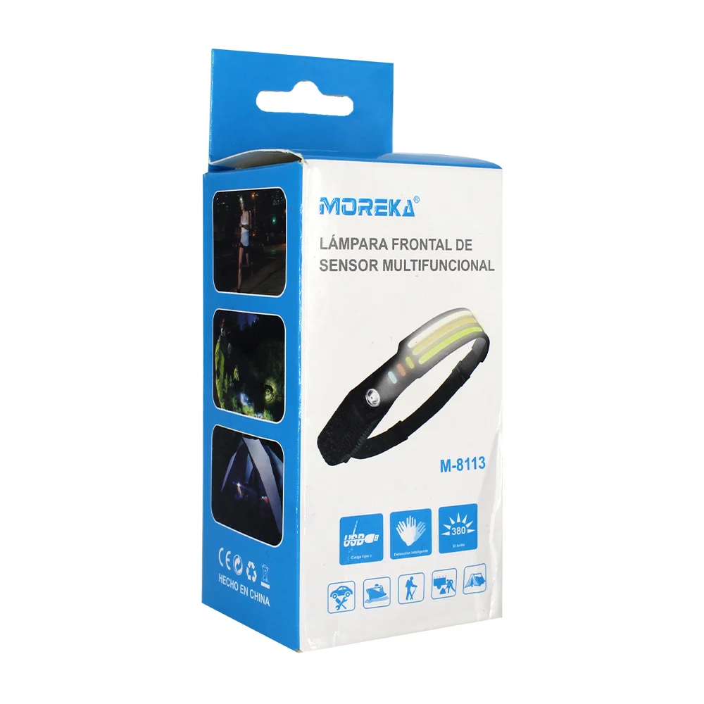 Lámpara frontal multifuncional recargable moreka de sensor / m-8113