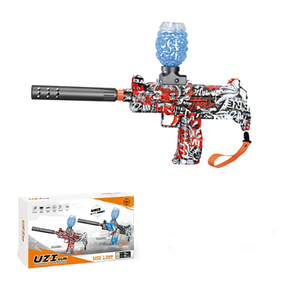 Pistola de hidrogel tipo uzi operación automática con accesorios, diseño de tigres / m02a