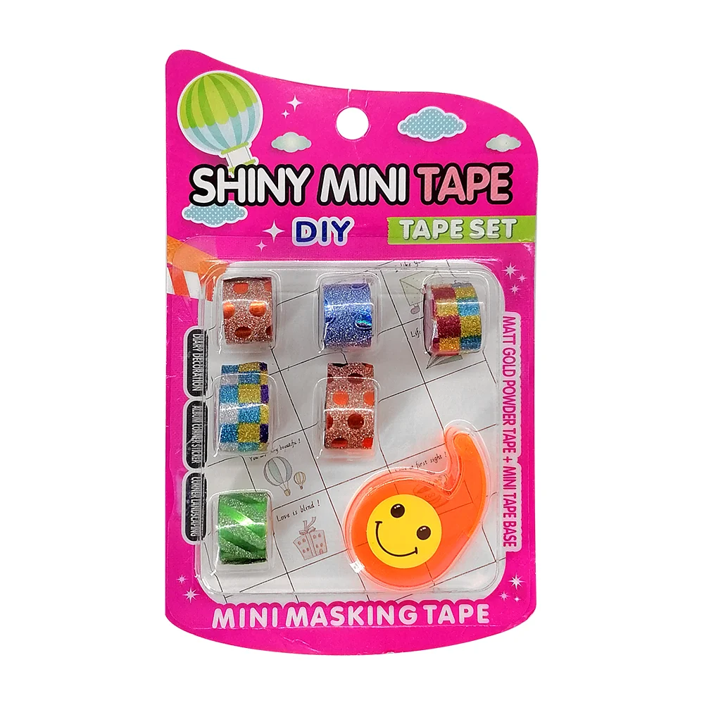 Mini dispensador de cinta y 6 mini cintas decorativas con diamantina / shiny mini tape / xlk-401
