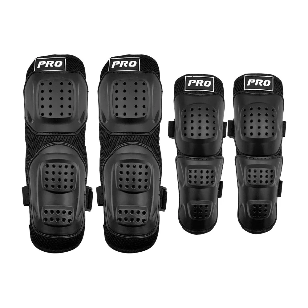 Set de rodilleras y coderas para protección con diseño de rejillas de ventilación y straps ajustables / m137 / pro