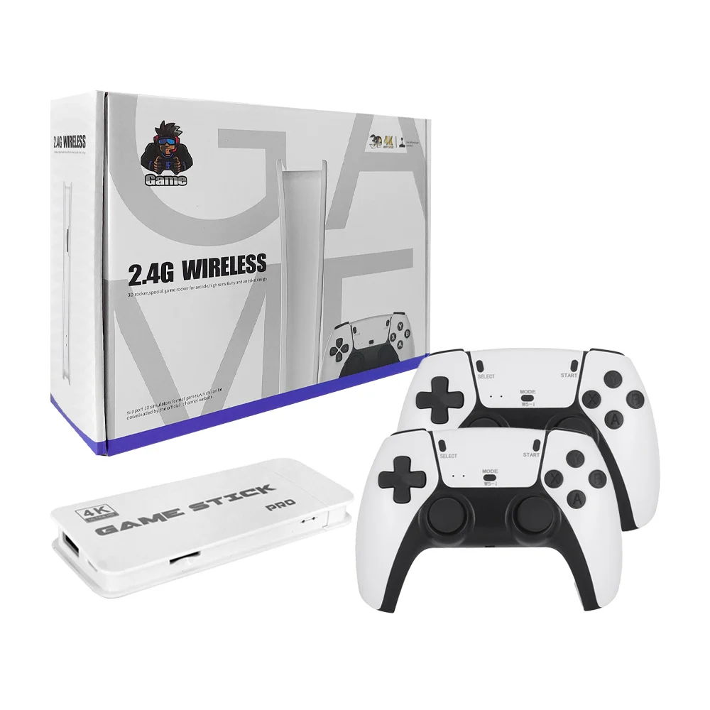 Consola de videojuegos retro m15 con capacidad de 64gb de almacenamiento, 2 mandos inalámbricos, conexión HDMI y diseño ergonómico / game stick pro / yxj-1516
