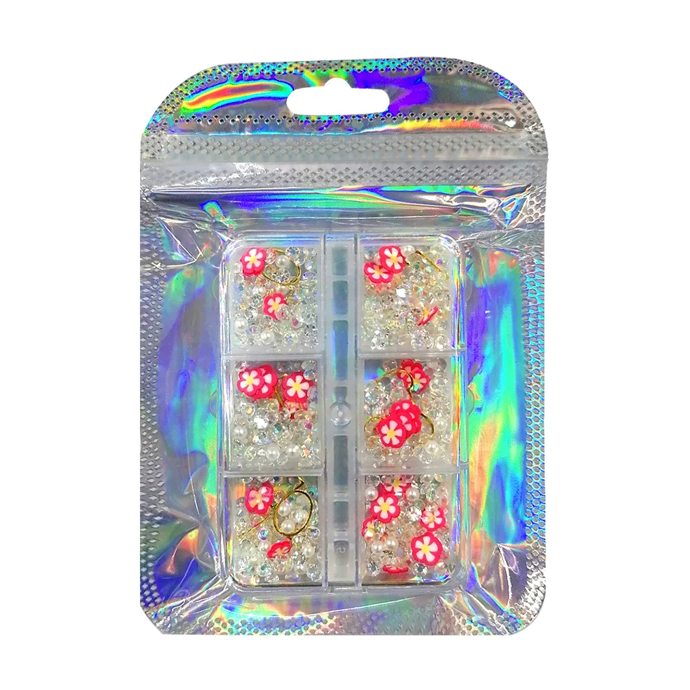 Estuche con pedrería decorativa para uñas, variedad de modelos / m2-10g-79