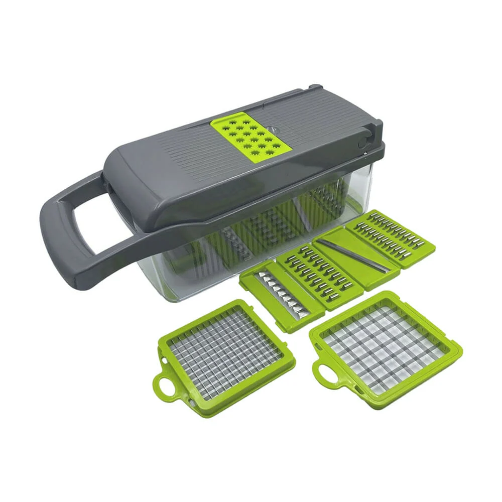 Cortador rallador picador manual multifuncional veggie slicer 14 en 1 con cuchillas intercambiables / kitchen ideas / jc15 / qcq / 14481