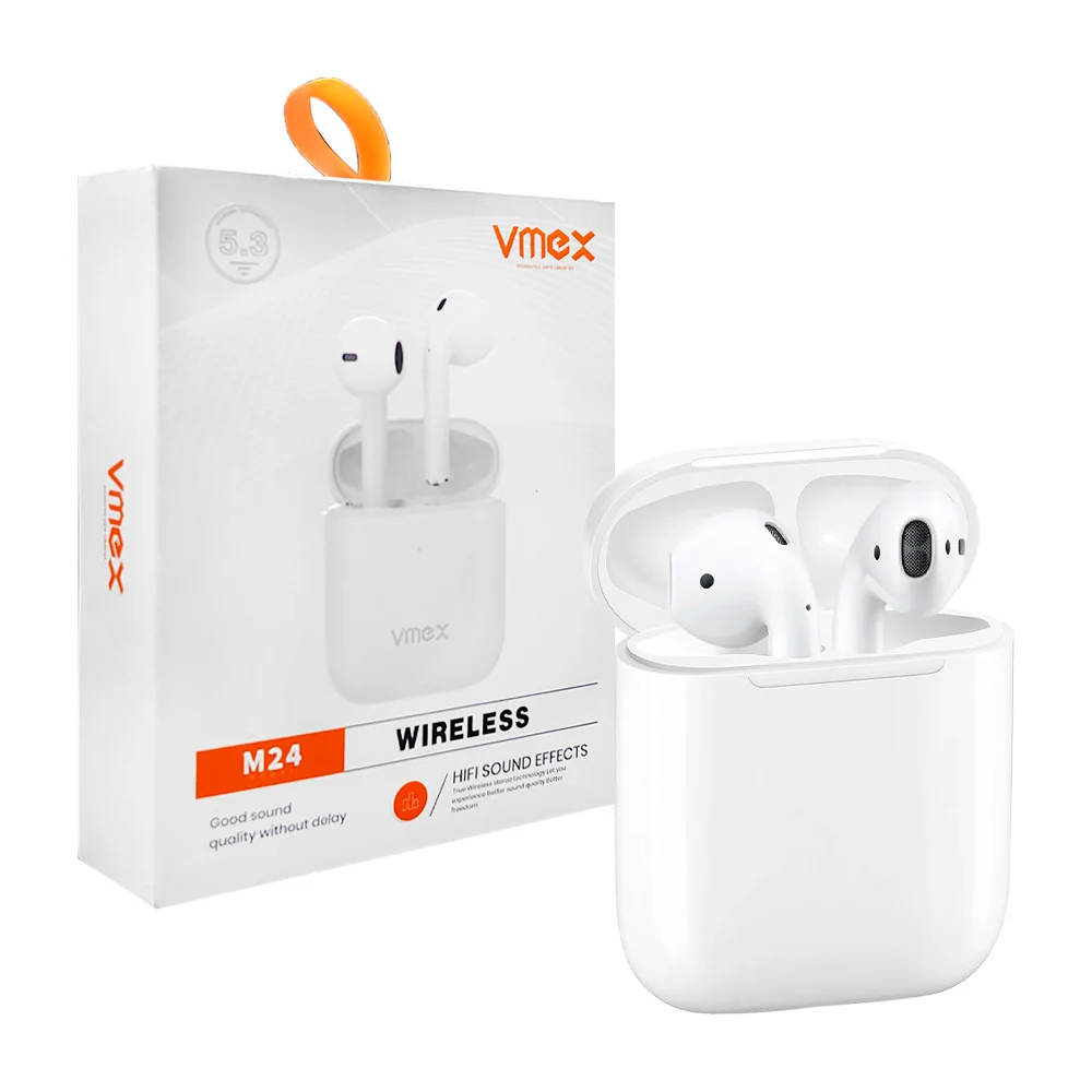 Audífonos inalámbricos vmex tipo earphones, con estuche cargador, variedad de colores / m24