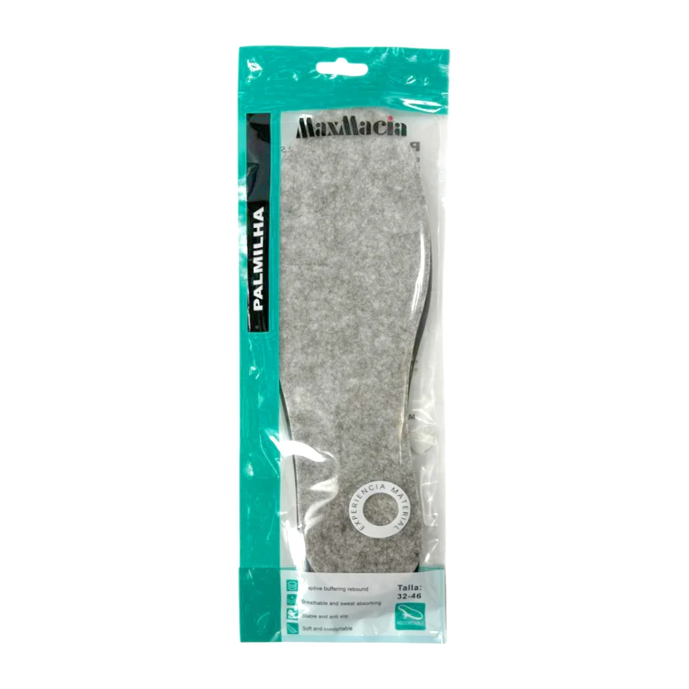 Par plantillas maxmacia de fieltro y caucho, talla 32-46 para calzado / palmilha / m31010