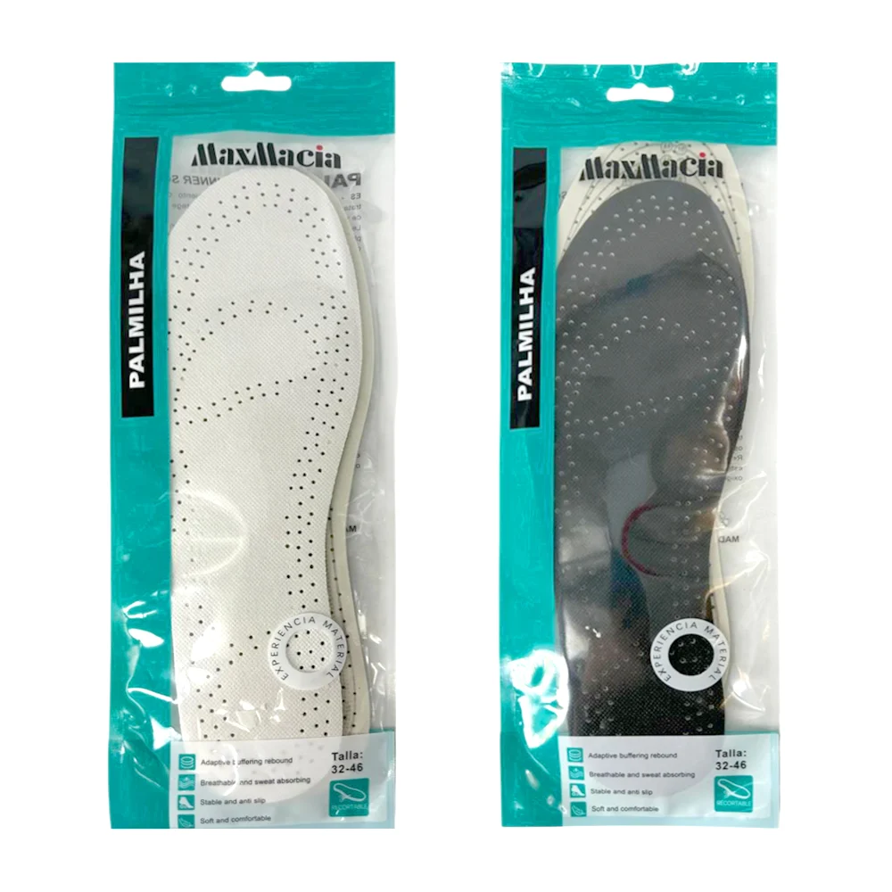 Par plantillas maxmacia de tipo piel ajustables talla 32-46 en color blanco o negro, para calzado / palmilha / m31080