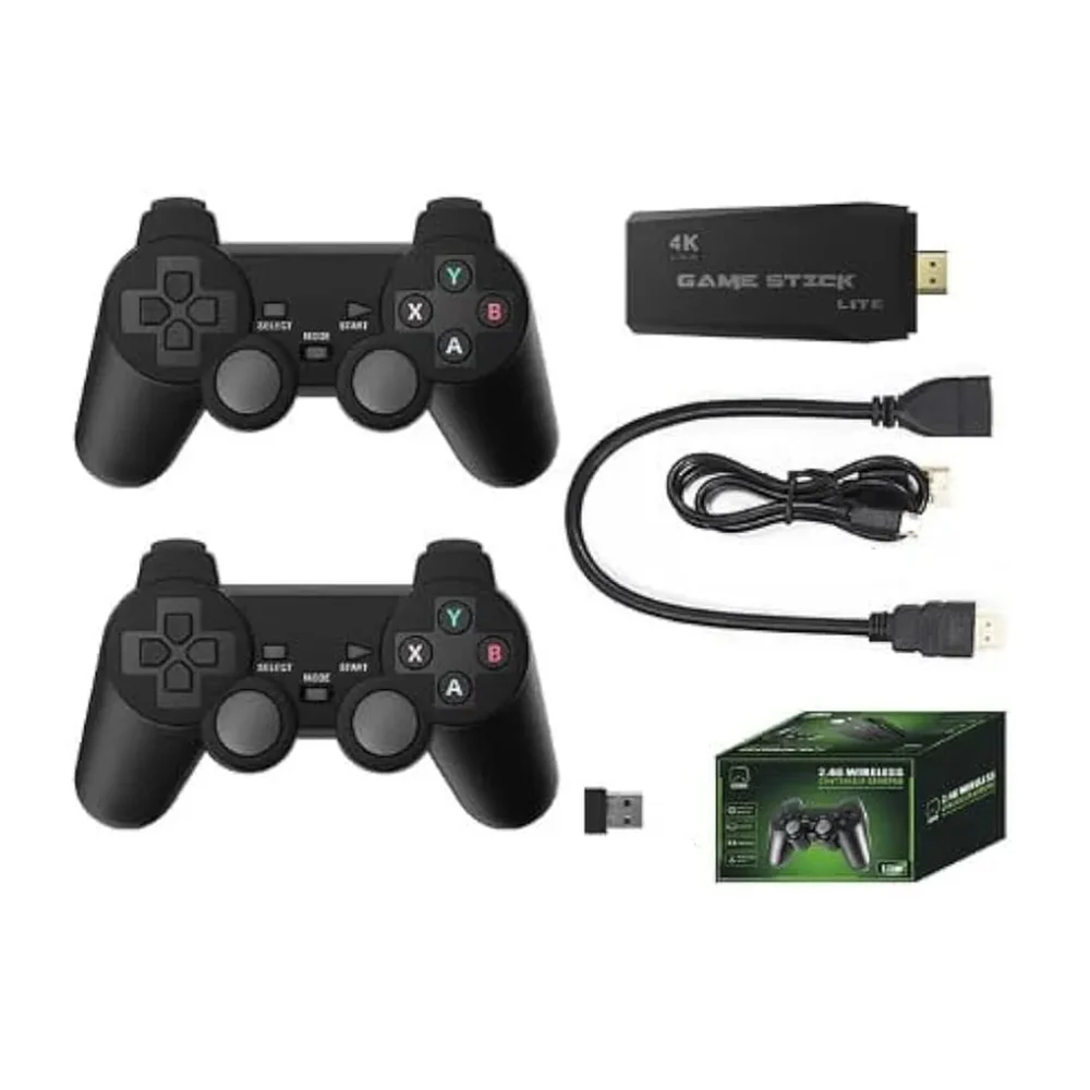 Consola controller gamepad lite hdmi wireless 2.4ghz con 2 controles y memoria 4k de juegos retro clásicos / m8