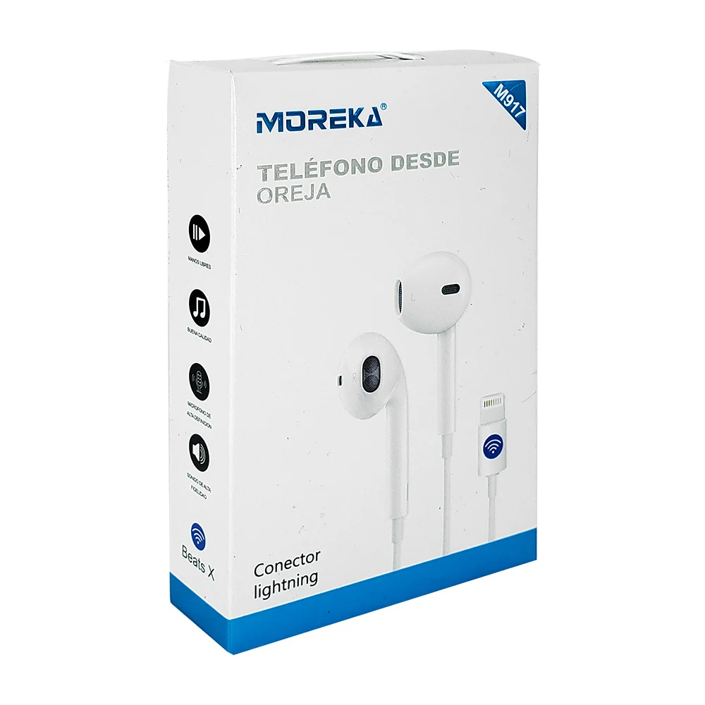 Audífonos alámbricos moreka con entrada lightning, 1.2m / m917
