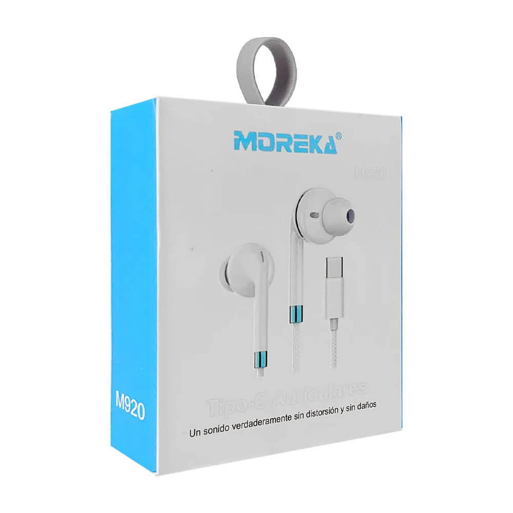 1pza Auriculares alámbricos moreka, con almohadillas de silicona ergonómicas y entrada tipo c, variedad de usos / m920