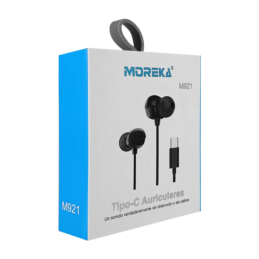 1pza Auriculares moreka alámbricos manos libres, con almohadillas de silicona ergonómica y cable de 120cm con entrada tipo c / m921