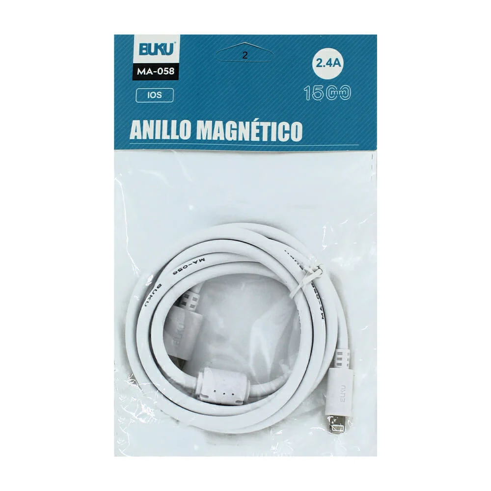 Cable usb buku de 1.5 metros con entrada lightning iphone para carga 2.4a / ma-058 ios