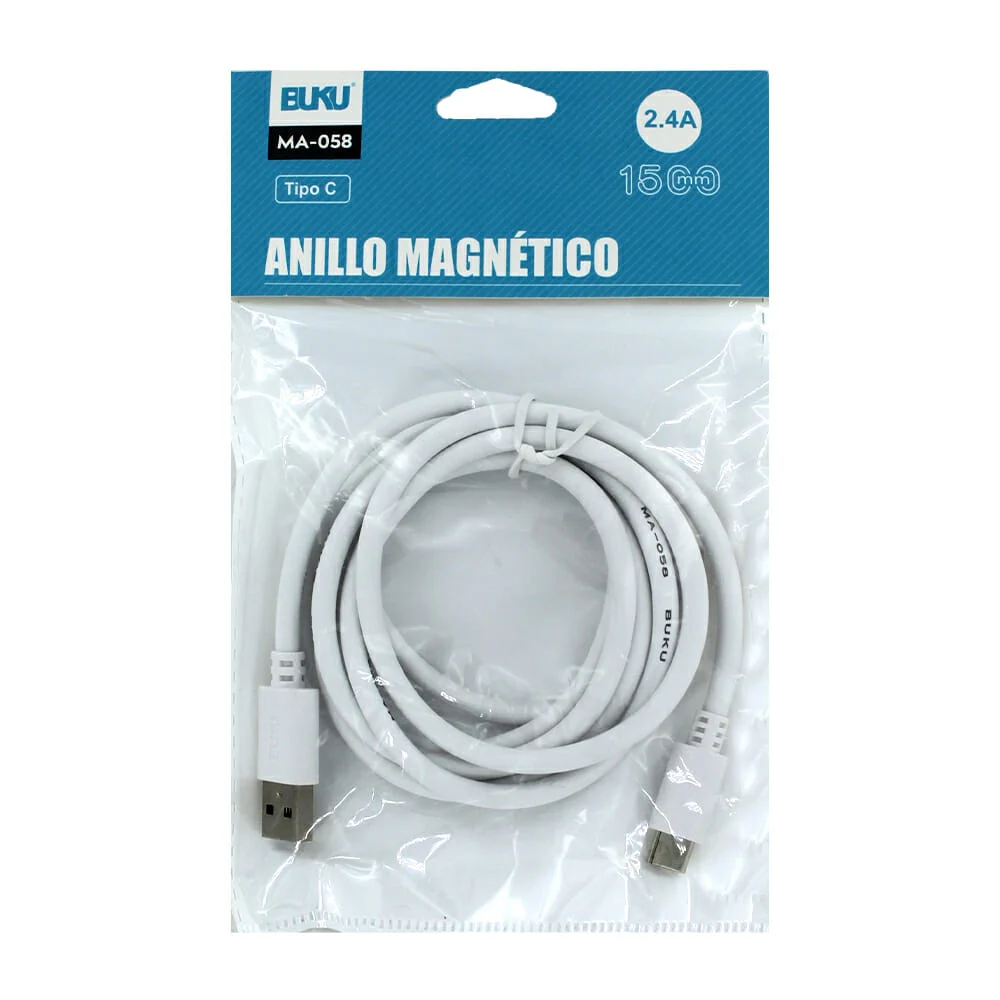Cable usb buku de 1.5 metros con entrada tipo c para carga rápida 2.4a / ma-058 tipo c