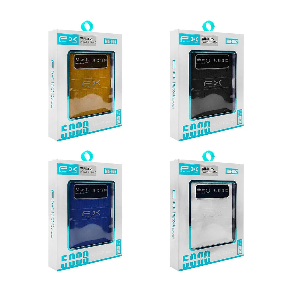 1pza Power bank / batería portátil pequeña, con 3 entradas usb e indicador de carga, variedad de colores / 5000mah / fx