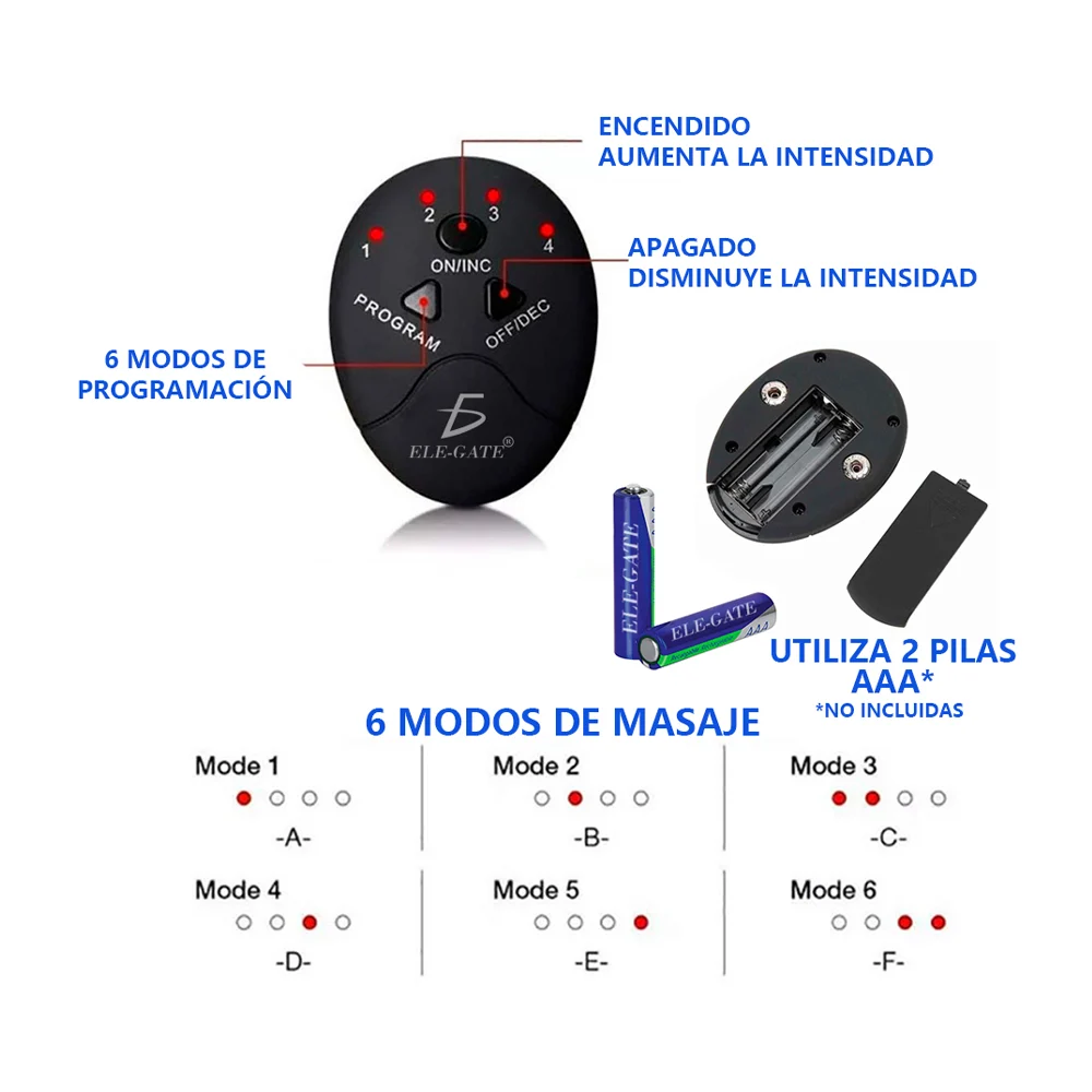 Alfombrilla masajeadora de pies con carga de batería eléctrica con 6 modos / ma.09.pila.b