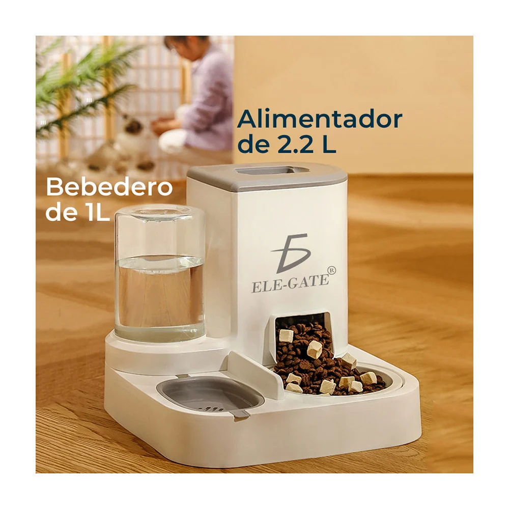 Alimentador dispensador automático 2 en 1 para agua y croquetas de mascotas