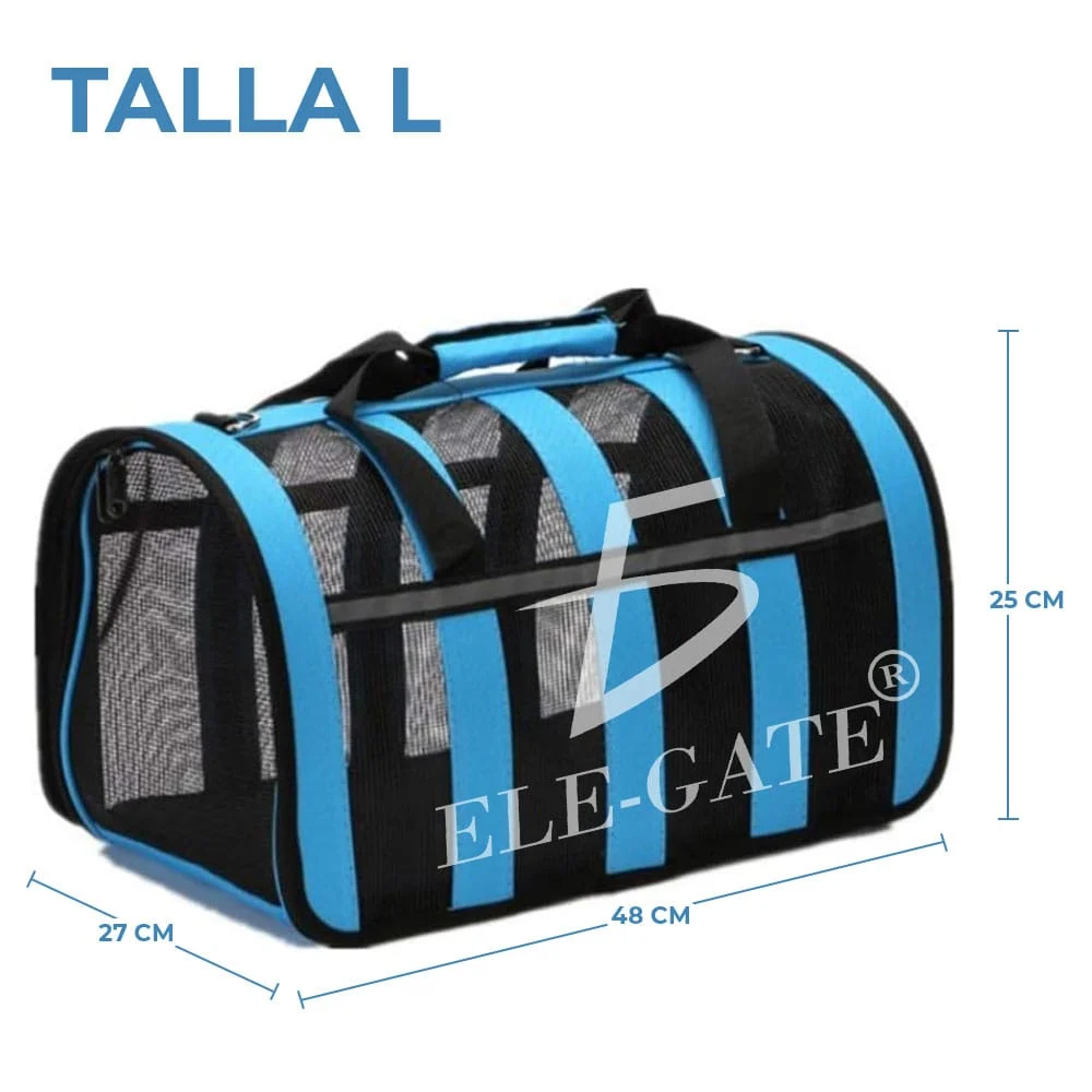 Transportadora para mascotas grande con tiras reflejantes y correa, variedad de colores / mas.02.10. l
