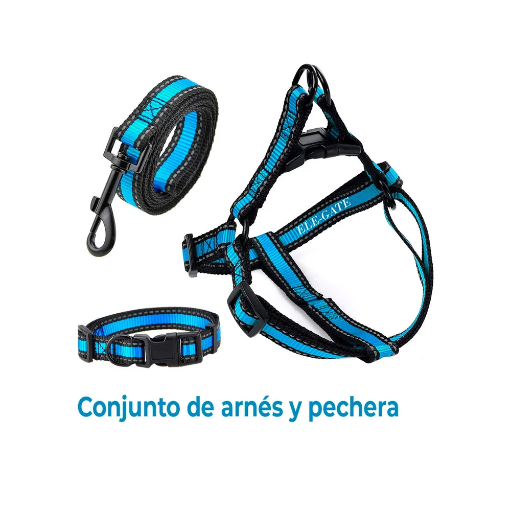 Juego de arnés con correa para mascotas pequeño de tela con franjas reflejantes / ma.04.18