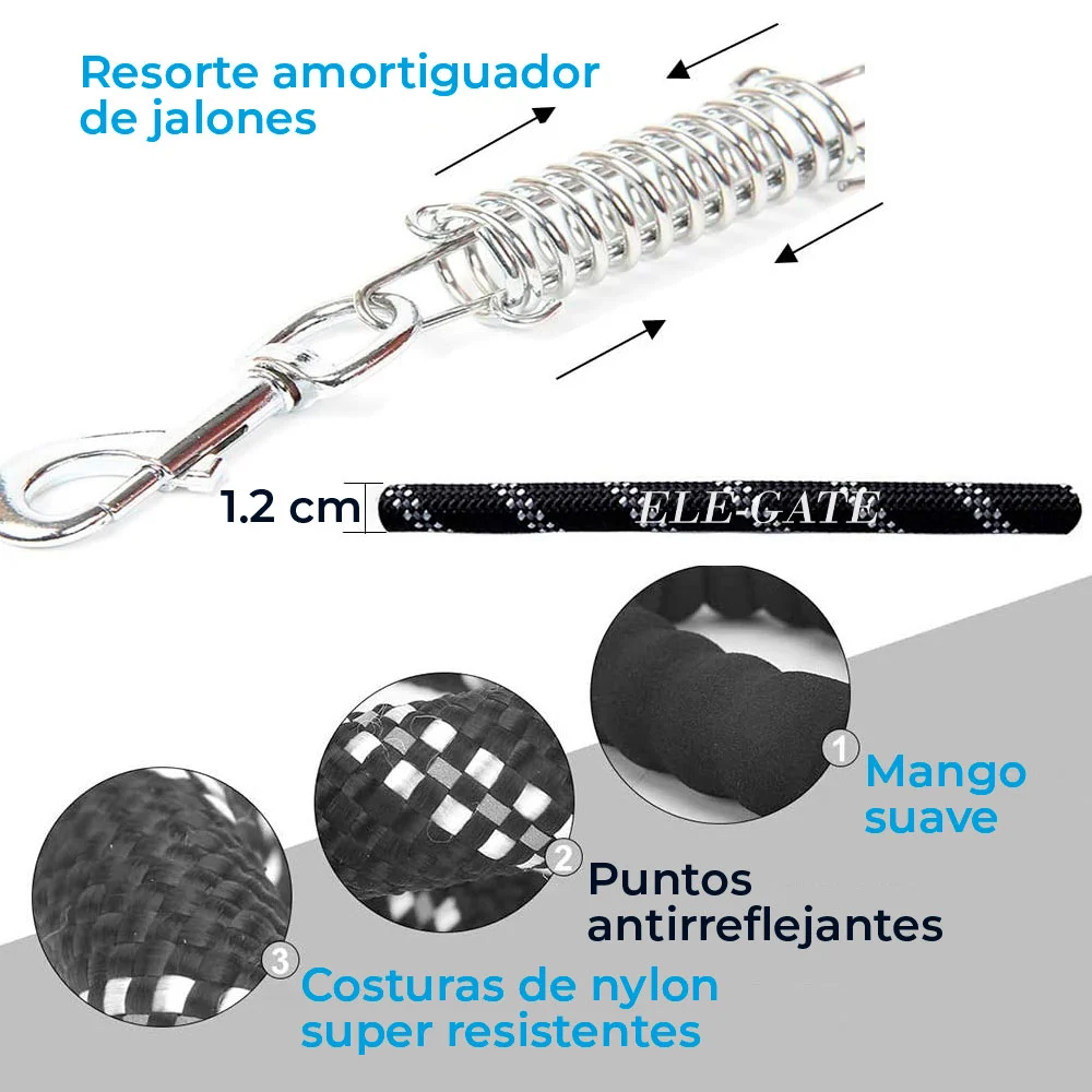 Correa de nylon con puntos antireflejantes y resorte amortiguador para mascotas, variedad de colores