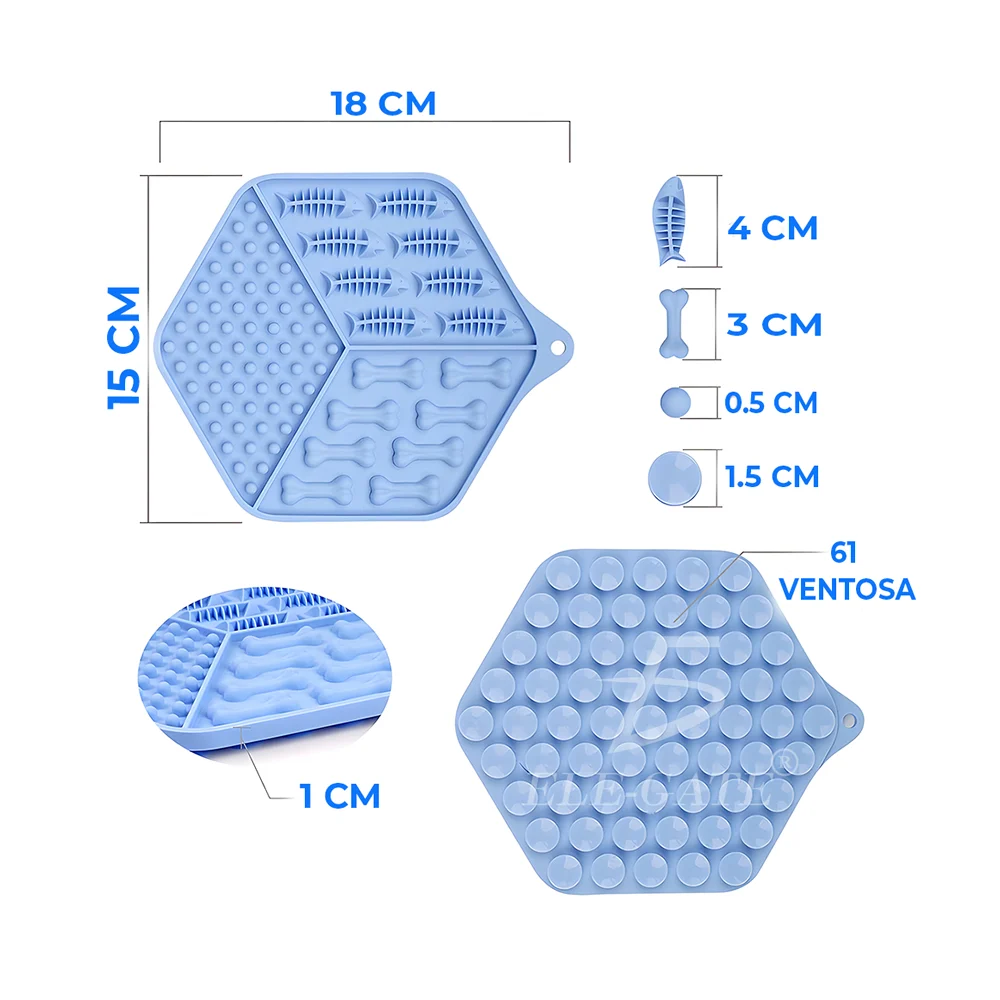 Plato hexagonal para mascotas con hiperactividad, con 3 diseños diferentes, variedad de colores