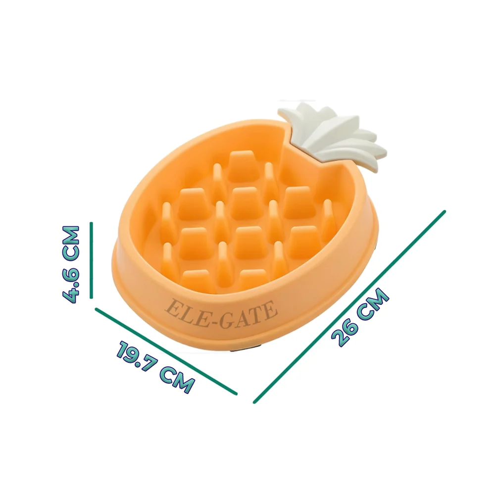 Plato mediano de 26cm anti asfixia en forma de piña para mascota, variedad de colores / mas.06.9