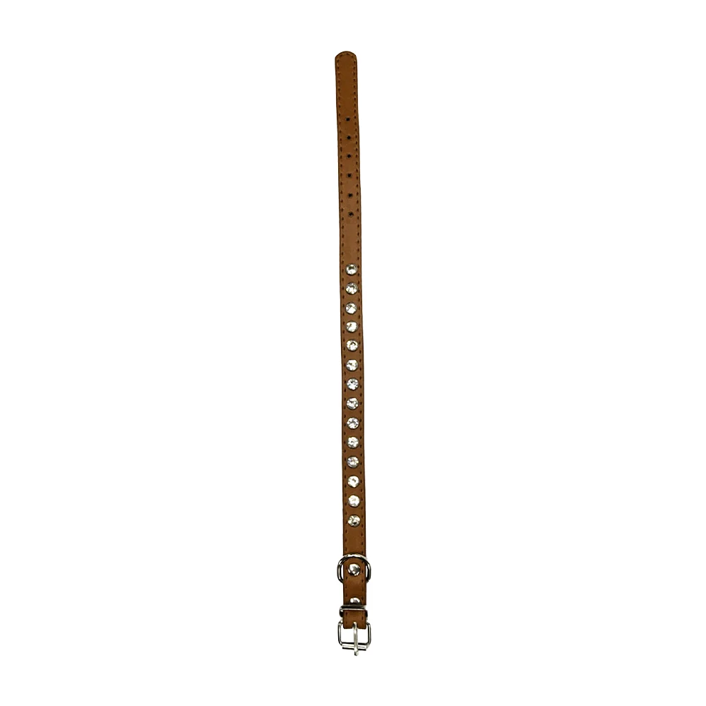 1pza Collar de piel para mascotas con pedrería talla mediana, variedad de colores / mas.09.6.m