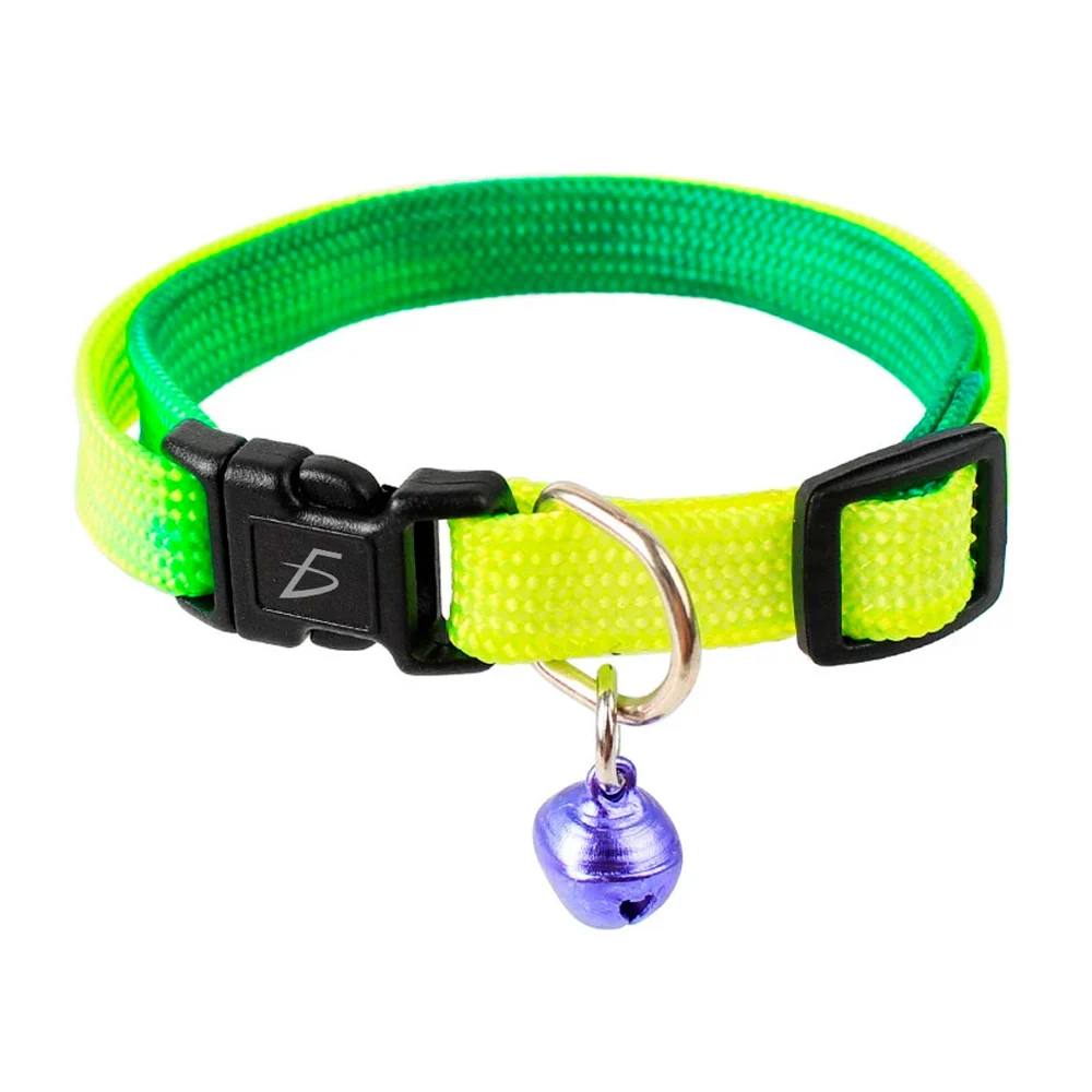 Collar ajustable, para mascota, en tonos multicolor, con cascabel, variedad de colores
