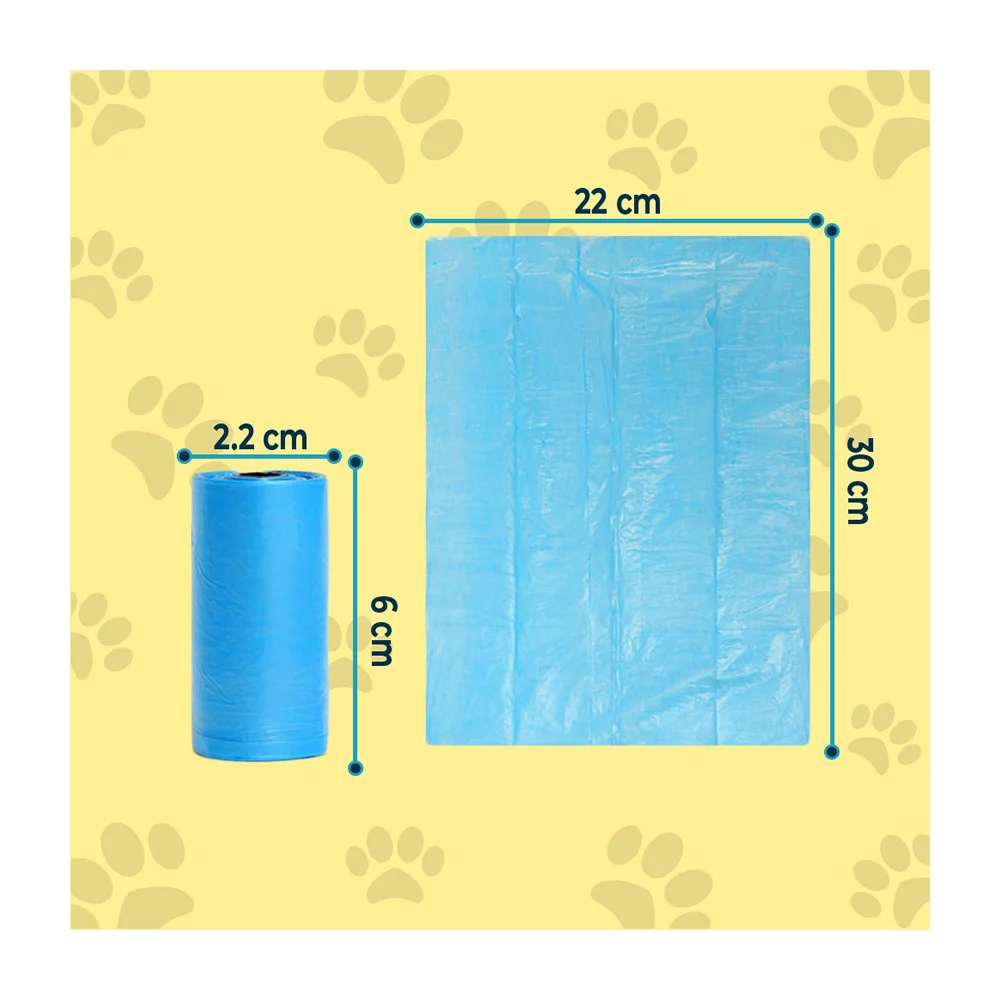 Paquete con 6 rollos bolsita de plástico desechable para recoger heces de mascota, variedad de colores