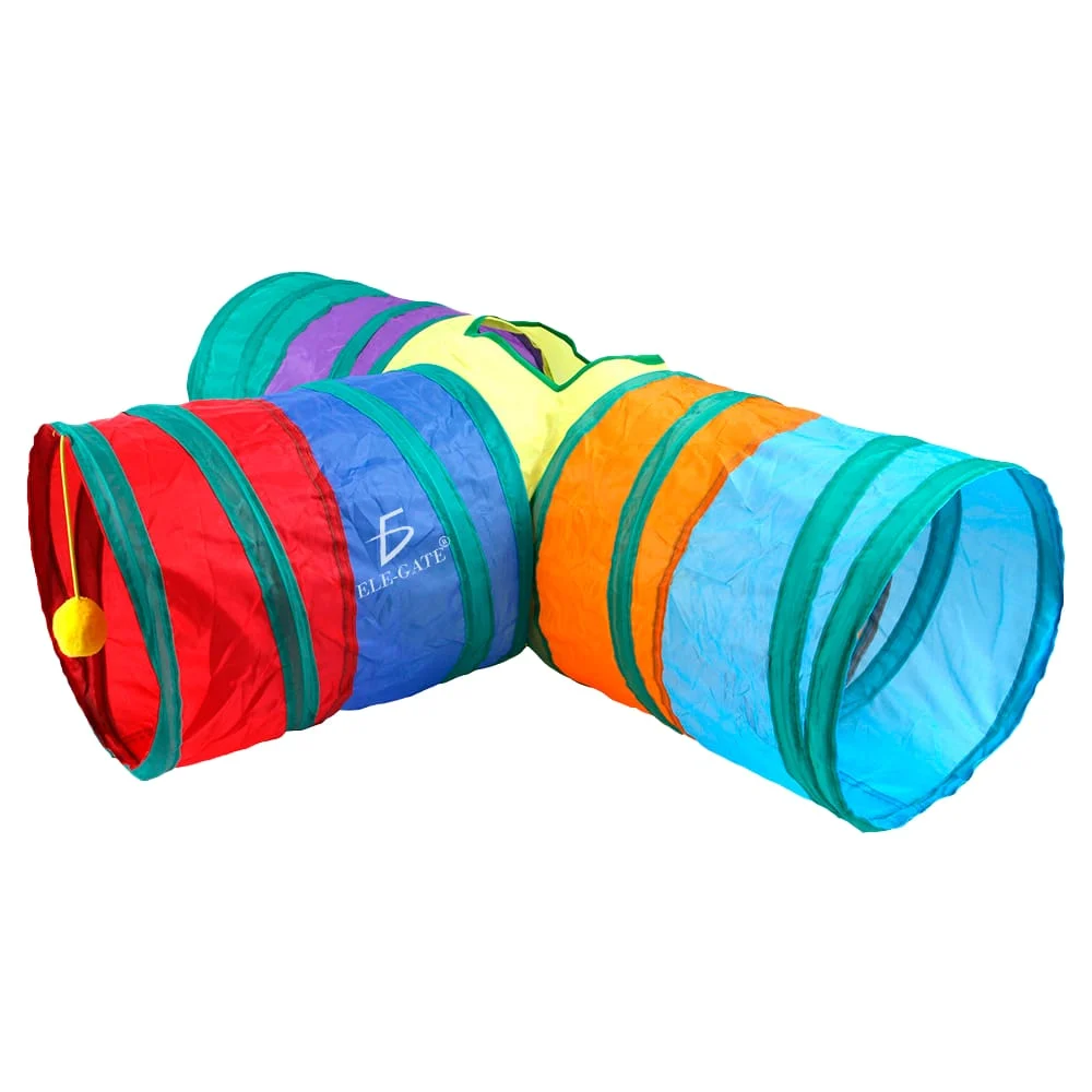 Túnel en forma de t multicolor con tres salidas para gato / mas.35.2