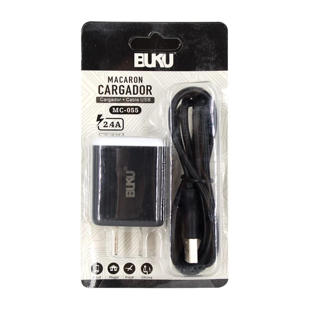Combo cargador de viaje con entrada usb-v8, 2.4a / mc-055