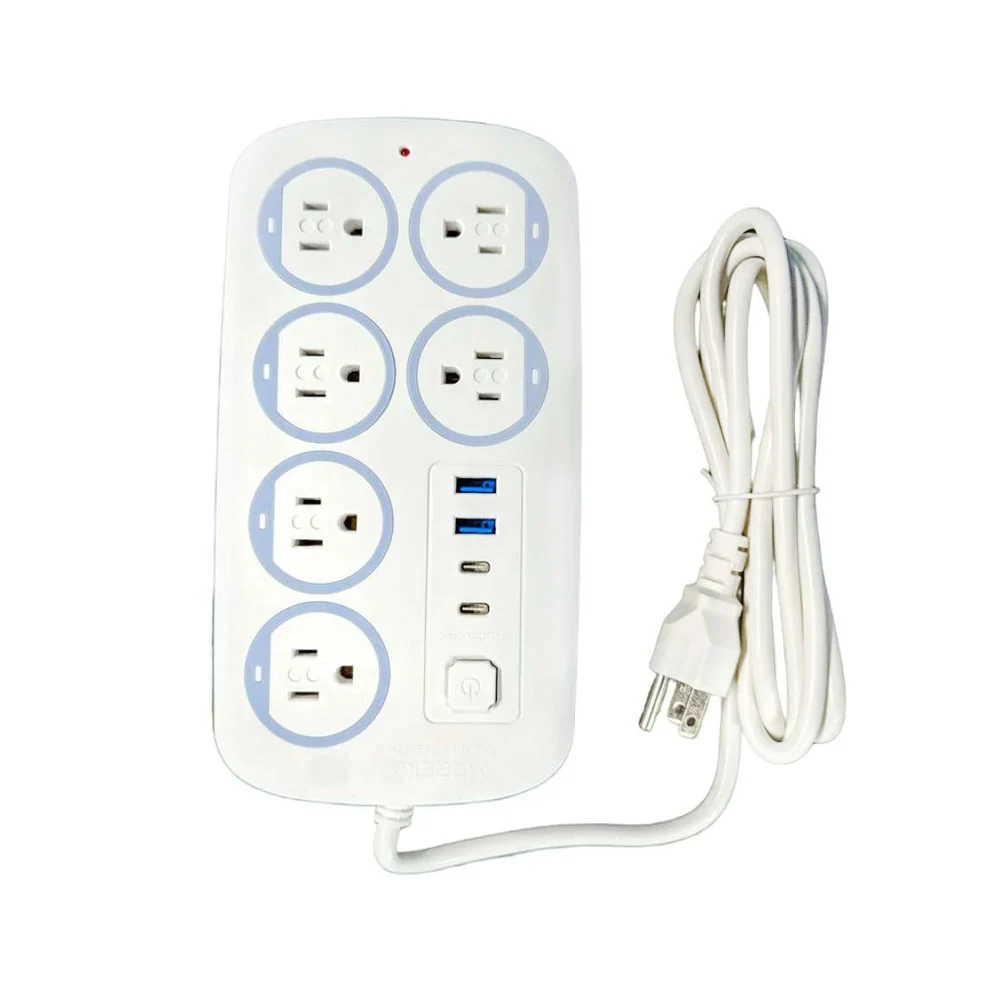 Barra multicontacto moreka con 6 tomacorrientes, 2 puertos usb-c y 2 puertos usb / mc-5448c