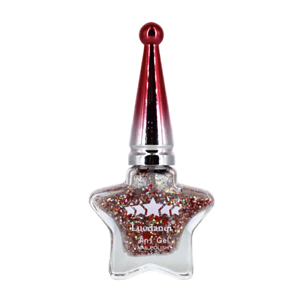 1pza Esmalte gel para uñas 3 en 1 luodanqi con diseño de estrella 15ml, variedad de colores / nail polish