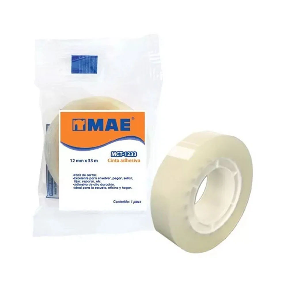 1pza Cinta adhesiva transparente mae, 12mm x 33m / mct-1233
