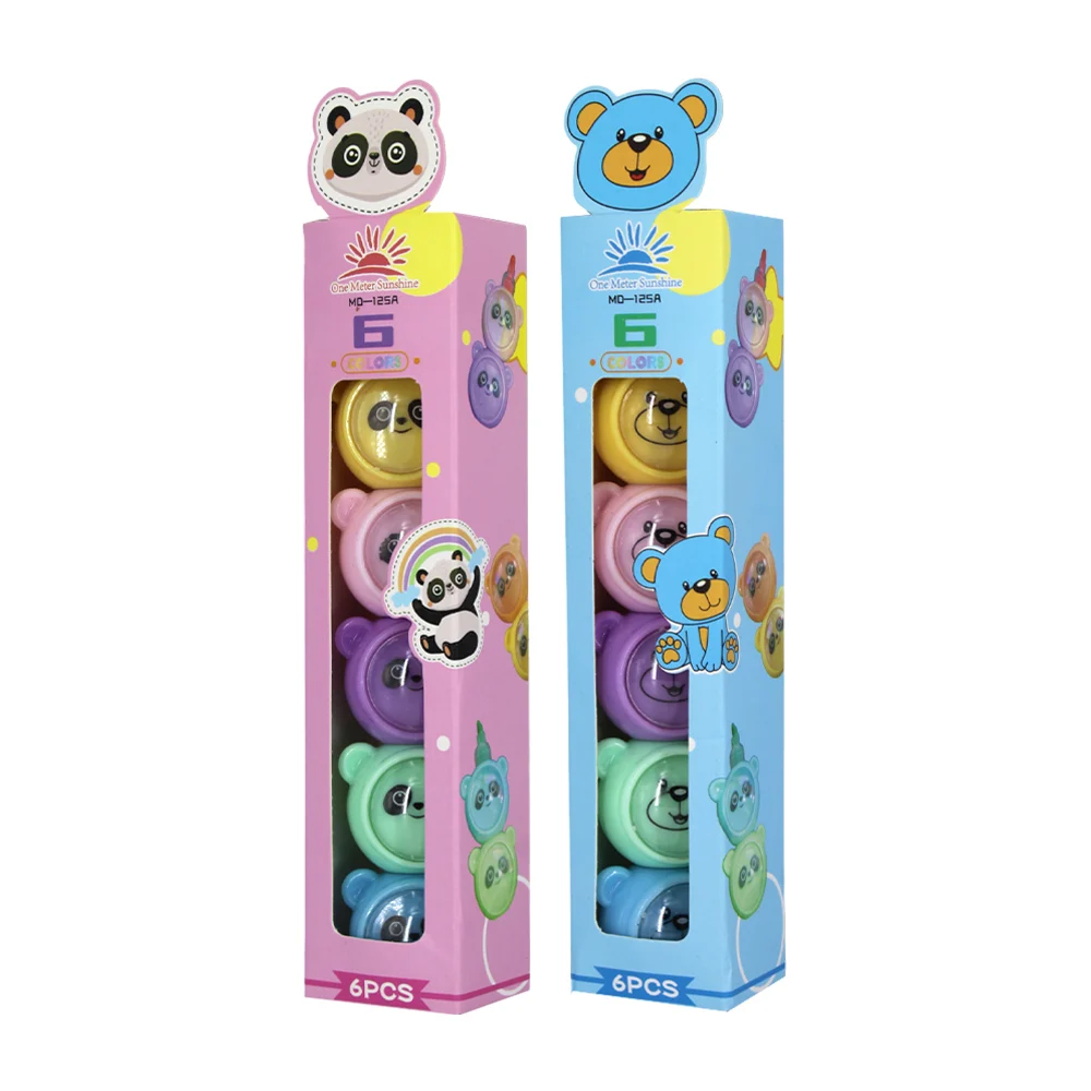 Blíster 6 marcatextos desmontables con diseño de panda, variedad de colores / md-125a