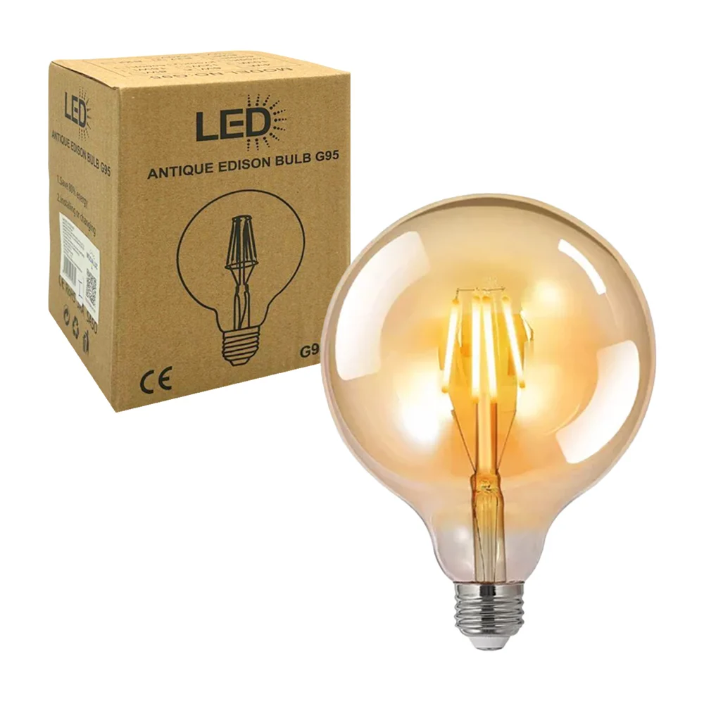 Foco led globo g95 tipo vintage de luz cálida con consumo de 6w - 2700k / antique edison bulb g95 / mdl5345