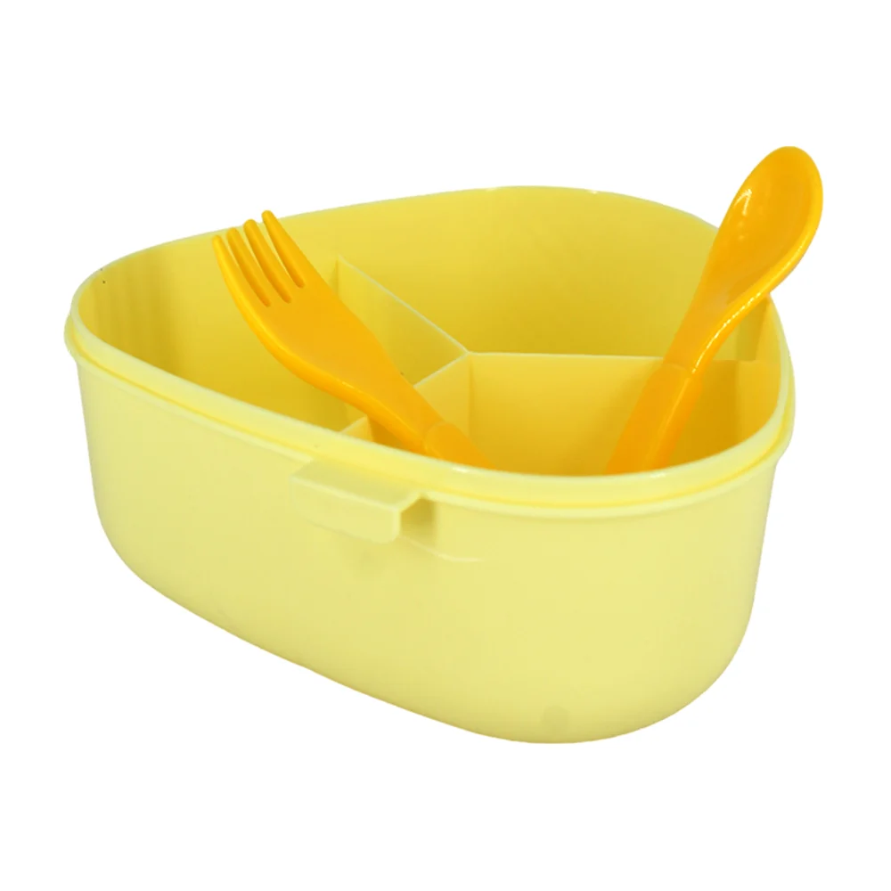 Tupper triangular infantil con diseño dinosaurio de 3 compartimentos + cubiertos, variedad de colores / rice ball baby