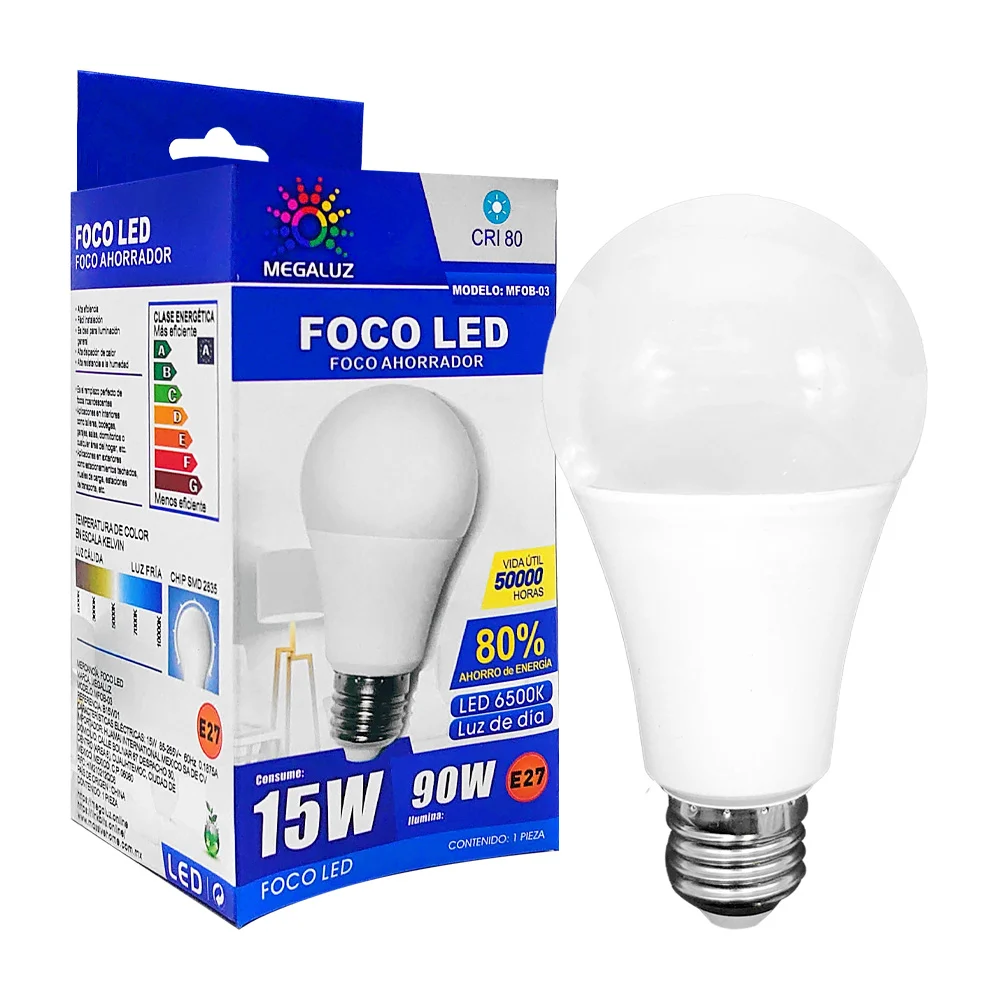 Foco led ahorrador tianlai con tonalidad neutra y consumo de 15 watts / b15w01