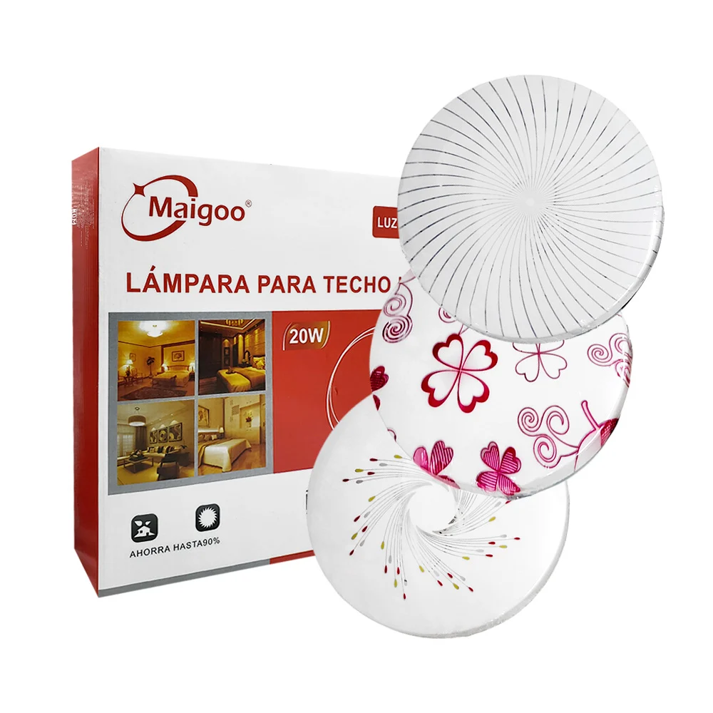 Lámpara led para techo con luz blanca, diseño redondo con estampado 20w, variedad de diseños / mg02402