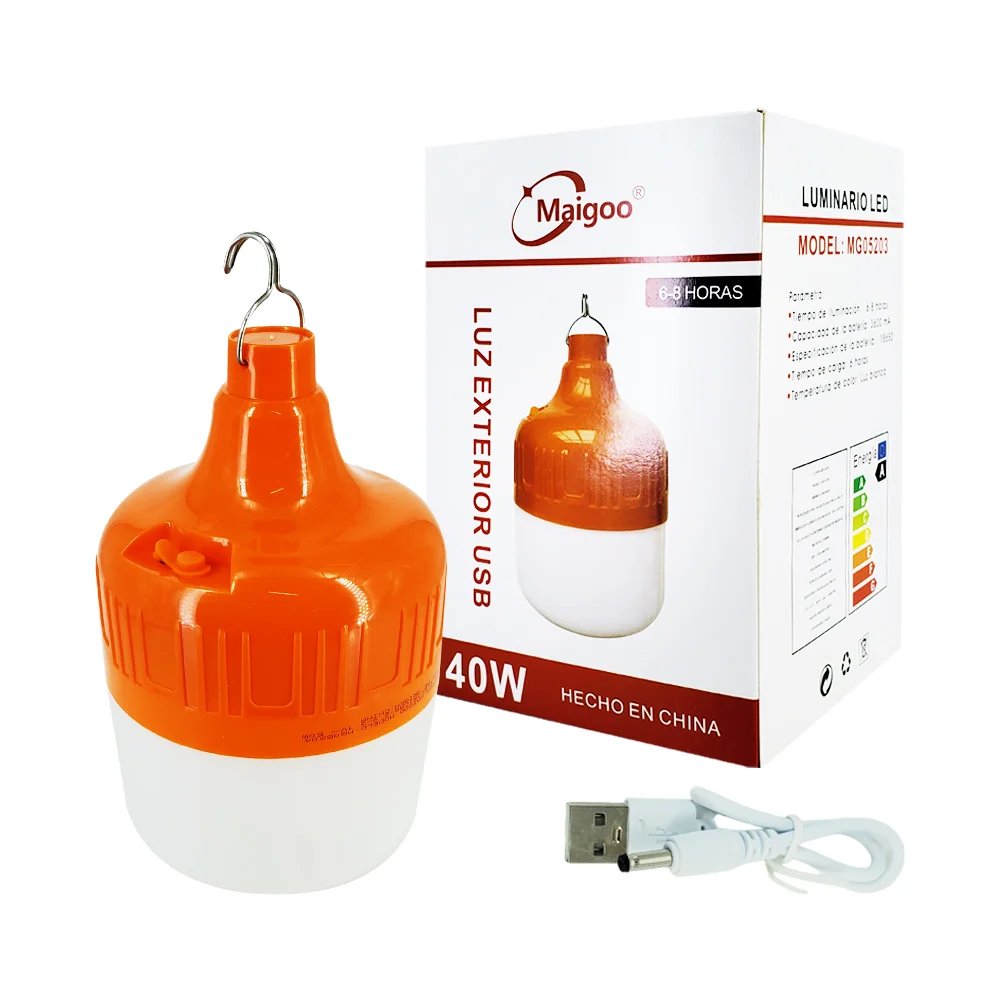 Foco led lámpara de emergencia multifuncional con gancho metálico, 40w / mg05203